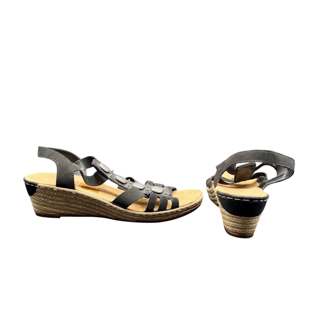 Rieker Antistress Black Wedge Sandals Women’s EU 41 US 10 Espadrille